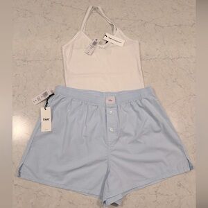 Aritzia TNA Dally Poplin Boxer Short & Lace V-Neck Cami Tank